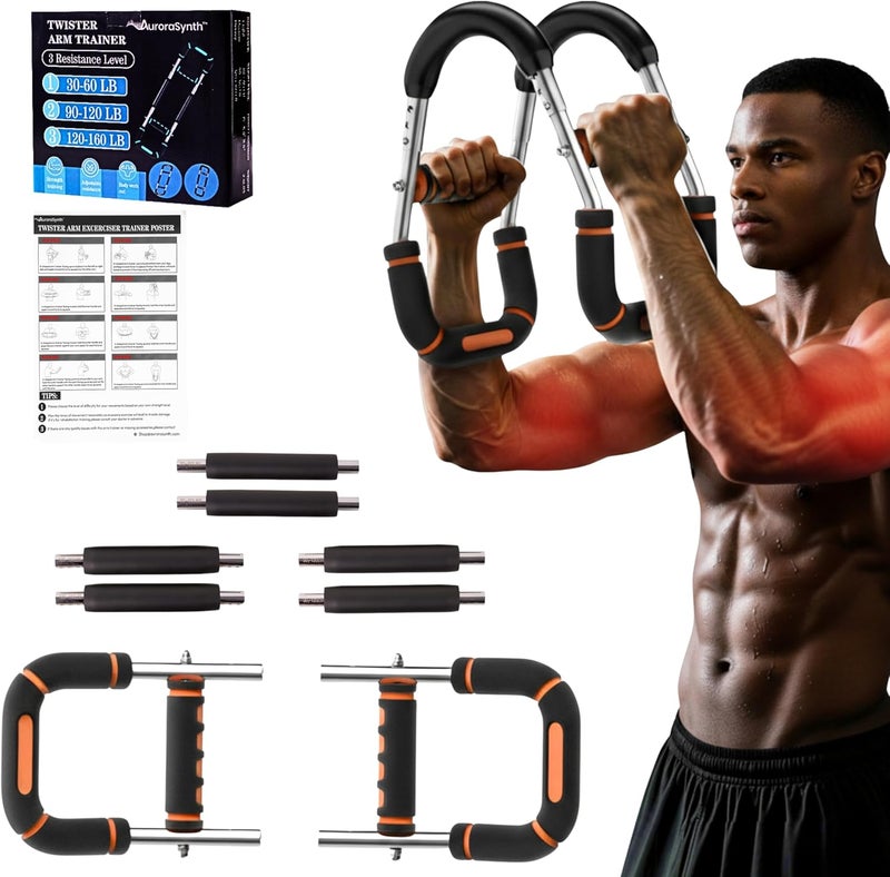 AuroraSynth Twister Arm Trainer, Adjustable Chest Workout Equipment with 6 Resistance Levels Springs (30-160 Lbs), Arm Trainer for Men & Women, Detachable Home Gym Fitness Trainer with Anti-Slip Handles - Image 1
